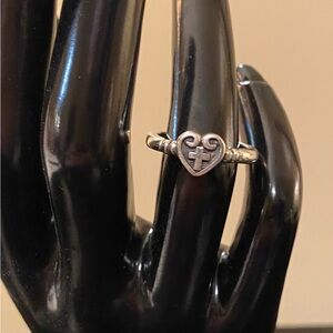 925 Sterling Silver Cross Heart Ring